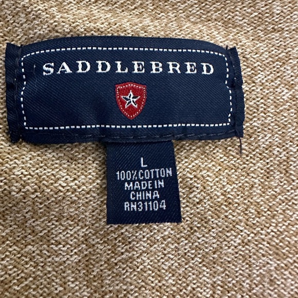 Saddlebred V-Neck Sweater Vest in Tan - Picture 2 of 5